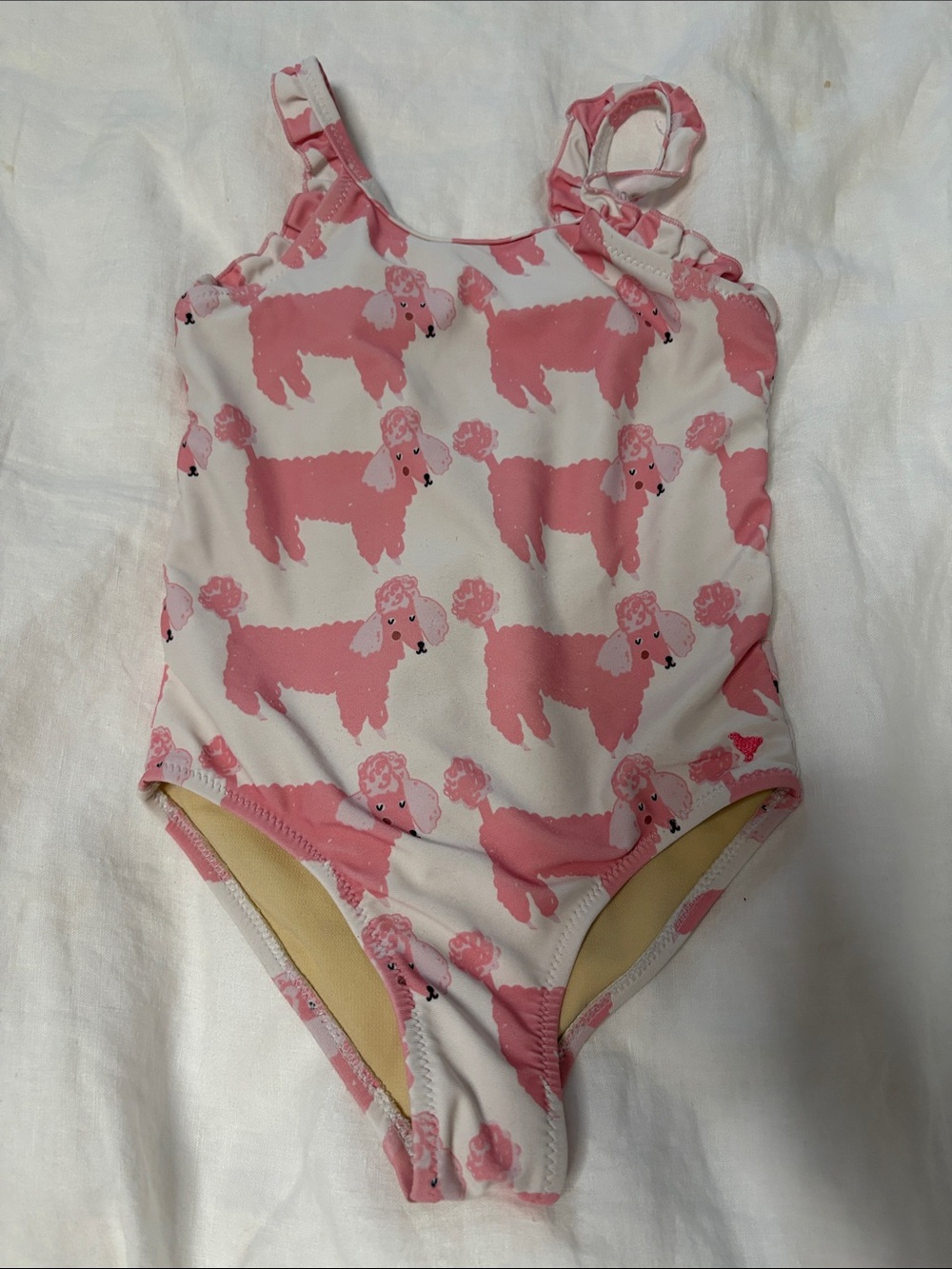 Pink Chicken Pink Poodle Print One-Piece Swimsuit for Kids